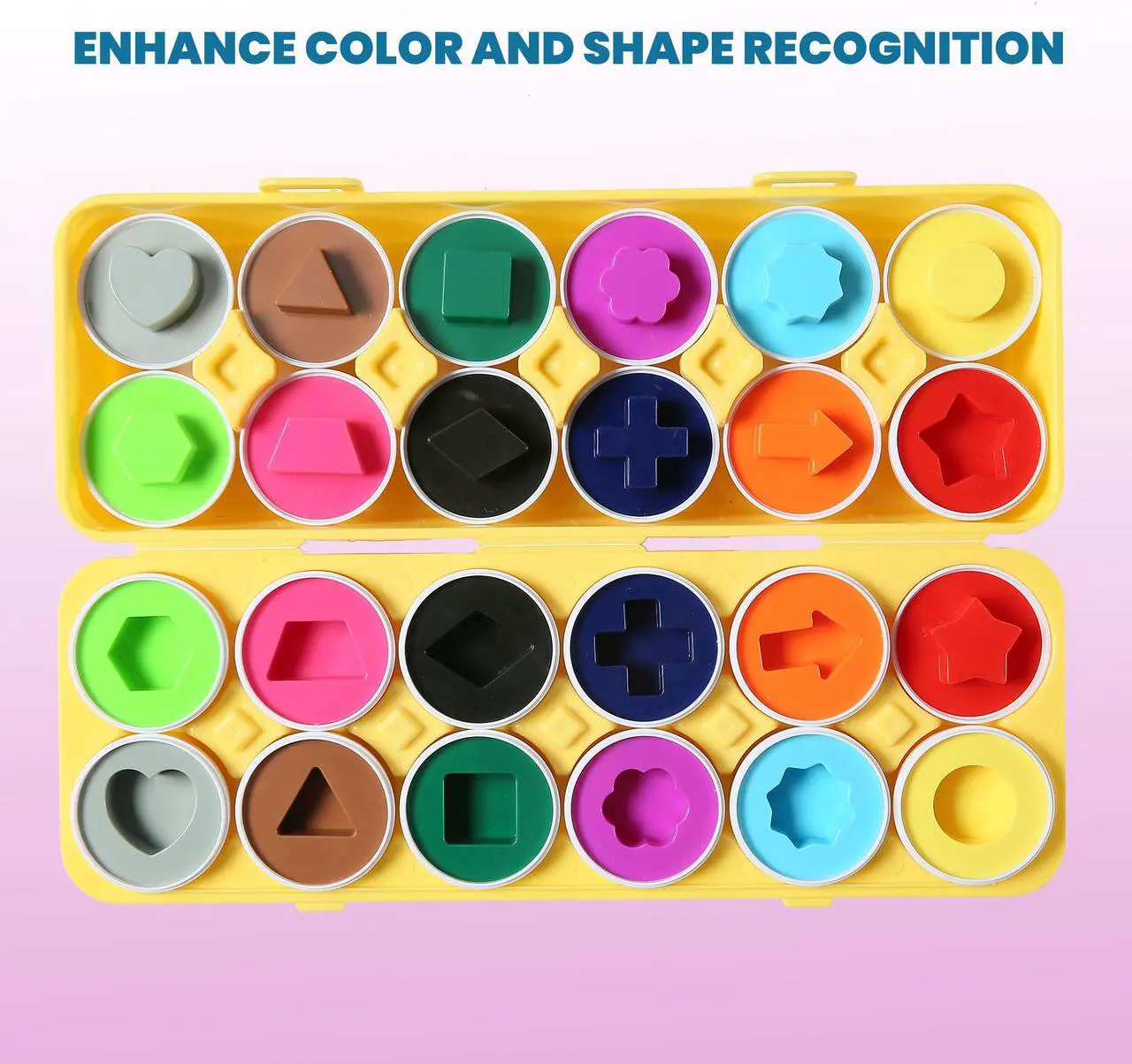 Alt view image 3 of 7 - 4 Sets of Dimple Fun Egg Matching Toy (Total 48 Eggs) - Toddler STEM Easter Eggs Toys - Shape Recognition Toys for Kids - Educational Color Sorting Toys, Play Egg Shapes Puzzle Set