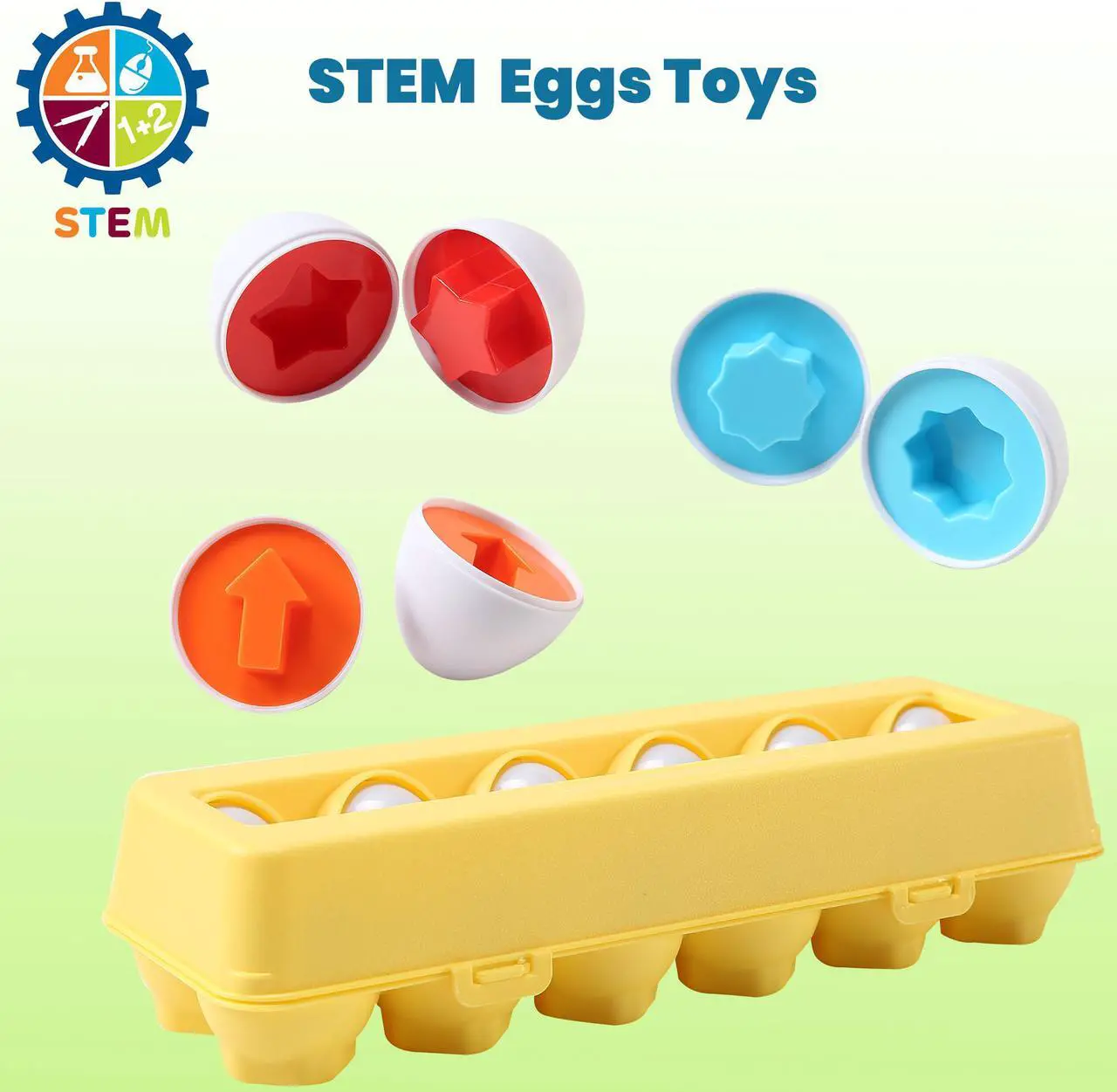 Alt view image 5 of 7 - 4 Sets of Dimple Fun Egg Matching Toy (Total 48 Eggs) - Toddler STEM Easter Eggs Toys - Shape Recognition Toys for Kids - Educational Color Sorting Toys, Play Egg Shapes Puzzle Set