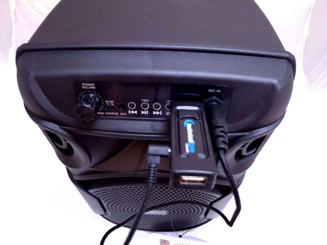 Alt view image 3 of 9 - Technical Pro 8 Inch Portable 800 W Bluetooth Speaker W/Woofer & Tweeter, Festival PA LED, Bluetooth/USB Card Inputs, with UHF Wireless Handheld Microphone w/USB Powered Receiver