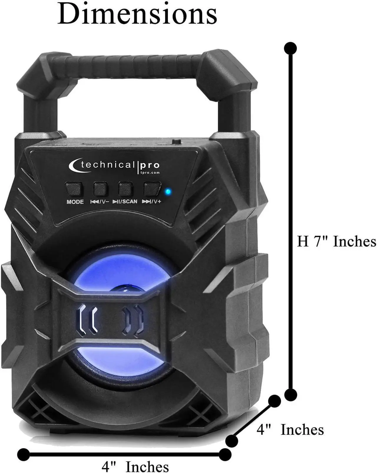 Alt view image 2 of 7 - Technical Pro Portable Rechargeable Compact Bluetooth Speaker with LED's USB/FM/TF, Lightweight & Compact Design Make it the Perfect On-The-Go Speaker, for Home, Outdoors, Travel, Party