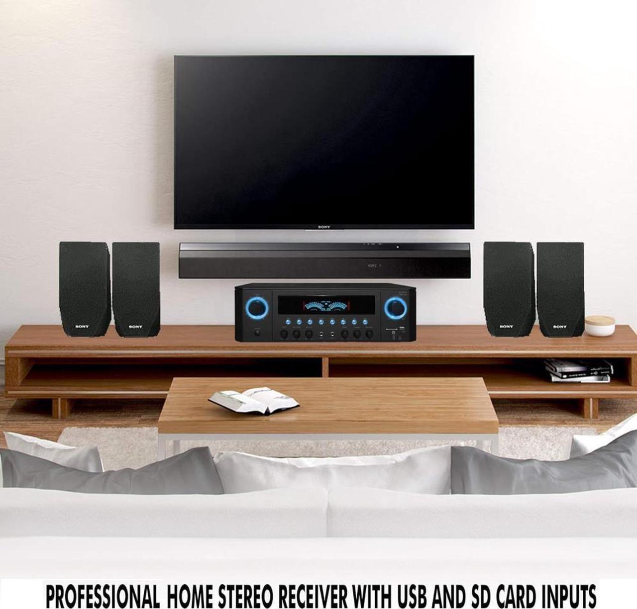 Alt view image 4 of 7 - Technical Pro 1000 Watts Professional Home Stereo Receiver with USB and SD Card Inputs + 2 Pairs of 5.25 Ceiling Wall Mount Frame-less Speakers - 2-Way Mid bass Woofer Speaker 0.5''