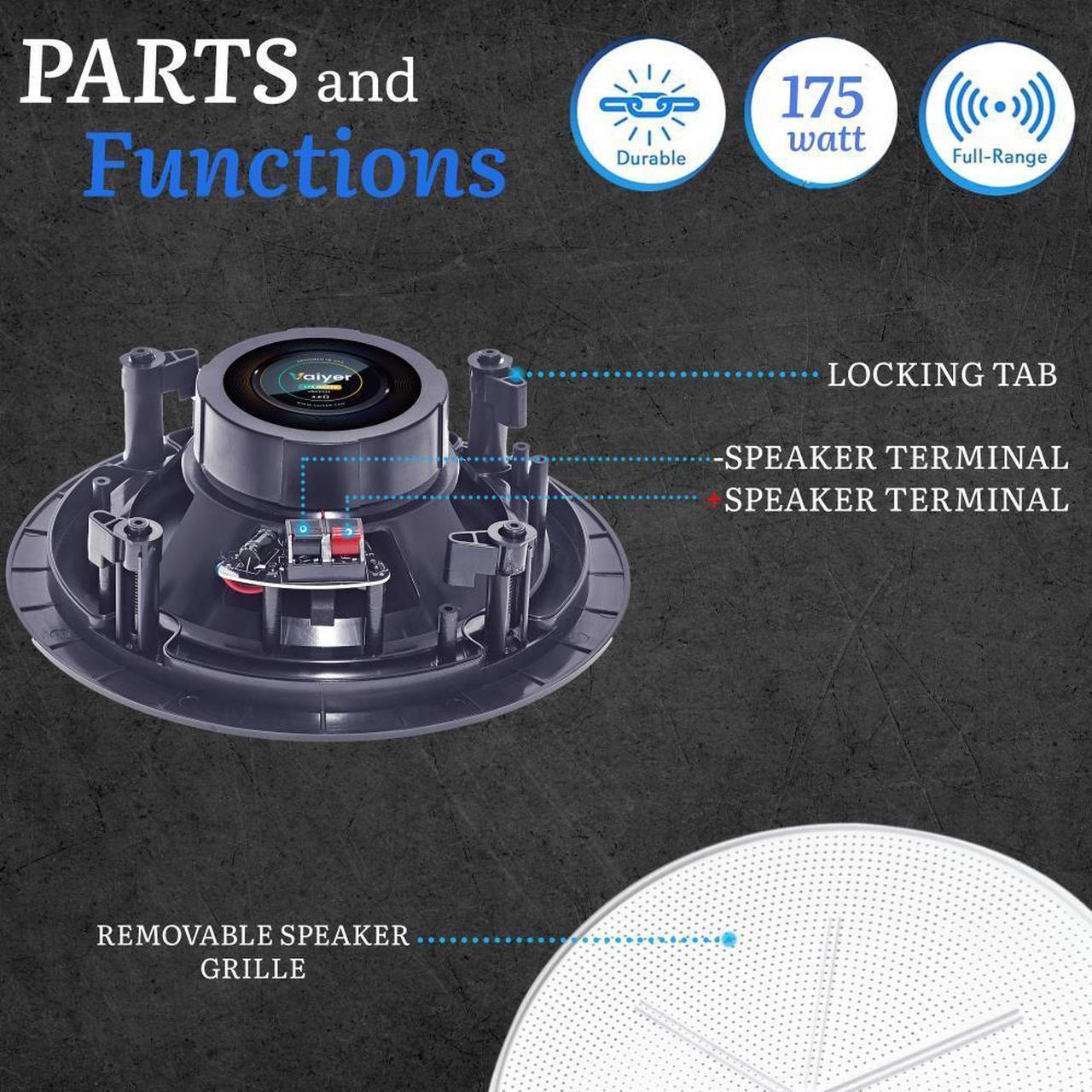 Alt view image 6 of 7 - Technical Pro 1000 Watts Professional Home Stereo Receiver with USB and SD Card Inputs + 2 Pairs of 5.25 Ceiling Wall Mount Frame-less Speakers - 2-Way Mid bass Woofer Speaker 0.5''