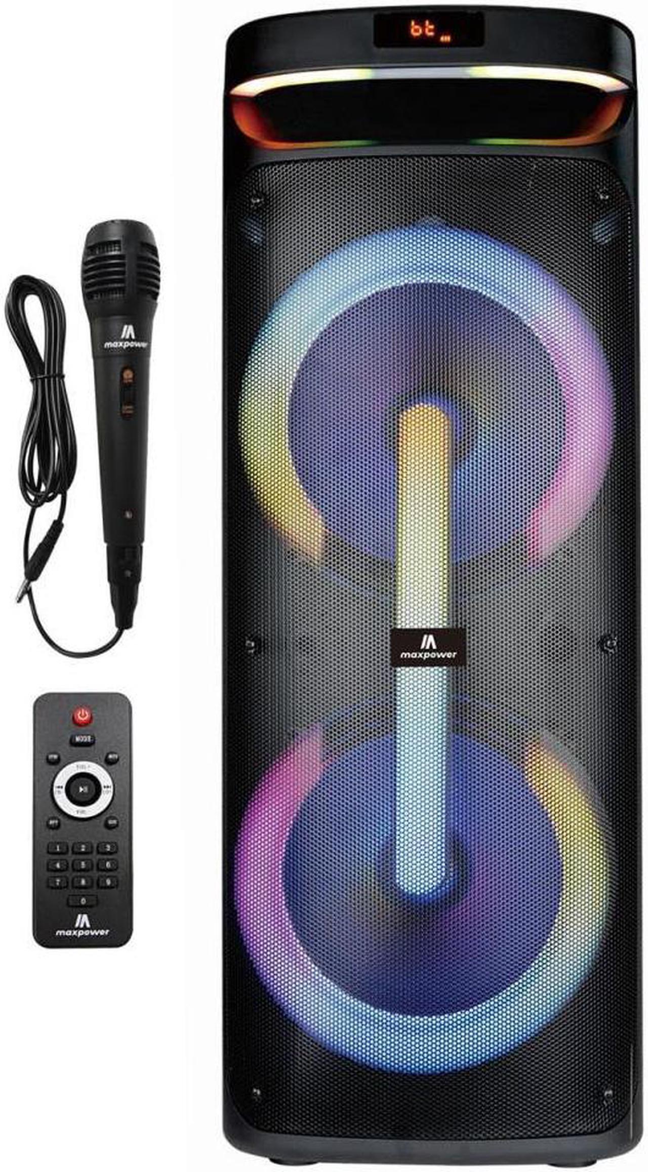Main image of 10 x 2 Portable Speaker System with Bluetooth, Remote Control, Microphone, and Dynamic RGB Light Show by MAXPOWER