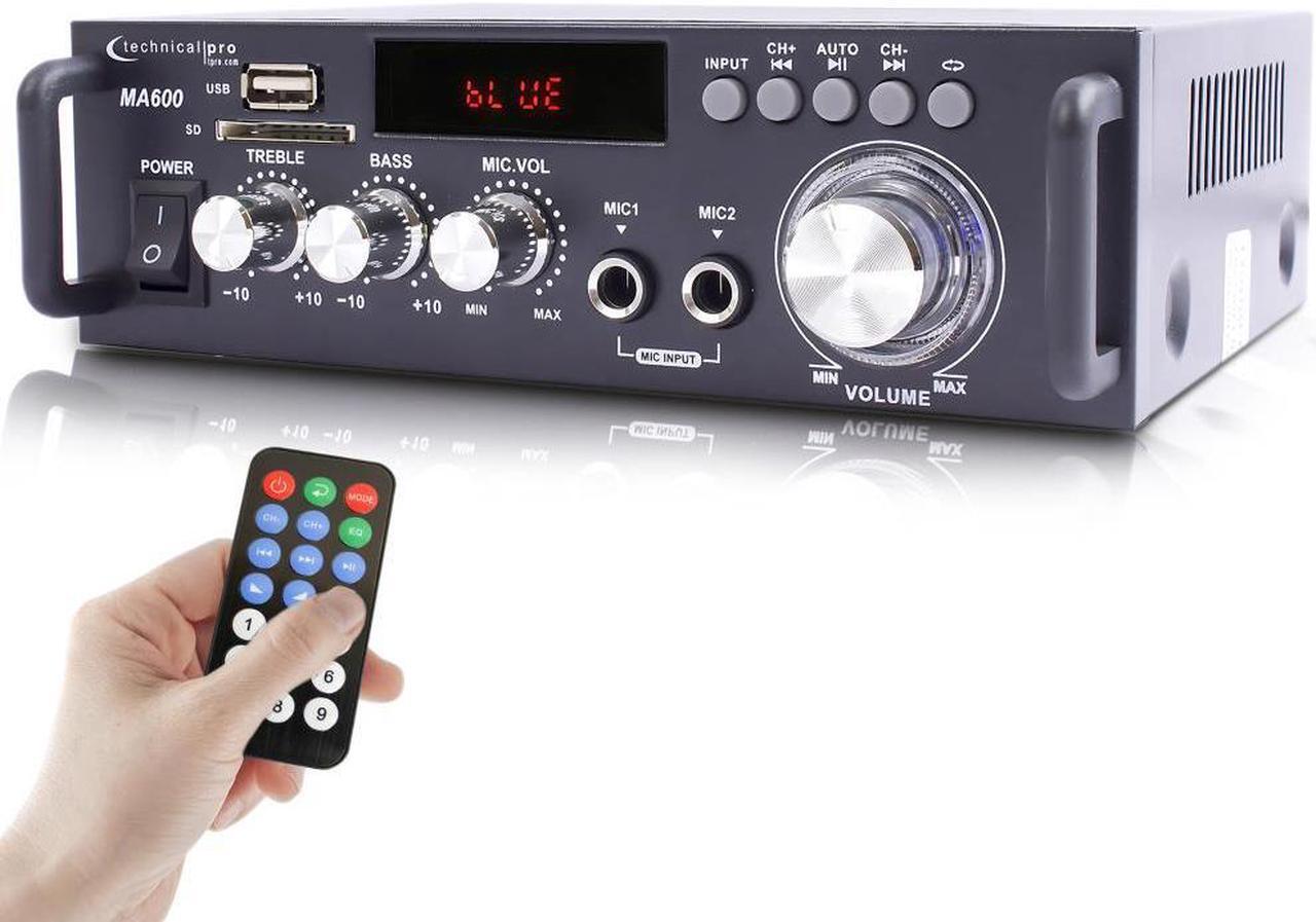 Alt view image 2 of 4 - Home Theater System Kit  2 Channel, 600 Watts Bluetooth Amplifier w/ 2 QTY of 5.25" Frameless Ceiling Speakers 175W Each, 50 ft Speaker Wire & Remote Perfect for Office, Restaurant by Technical Pro