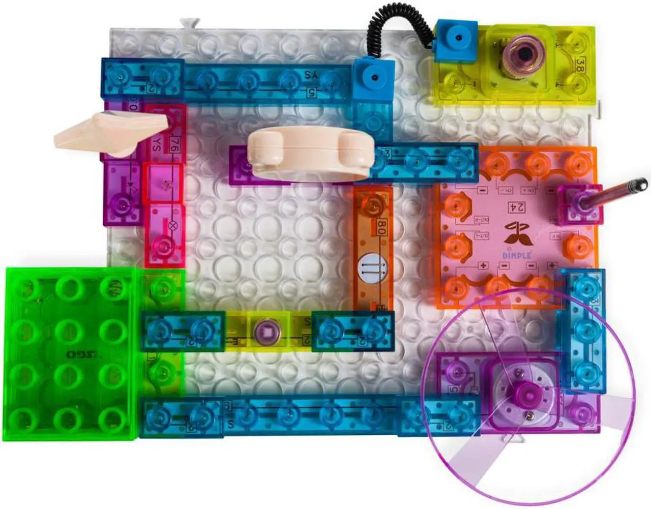 Alt view image 2 of 5 - Dimple DC13994 Lectrixs Electronic Building Blocks (120 Projects) Light up Diy Stacking Toys with Kid-Friendly Circuits, 44-Piece Set