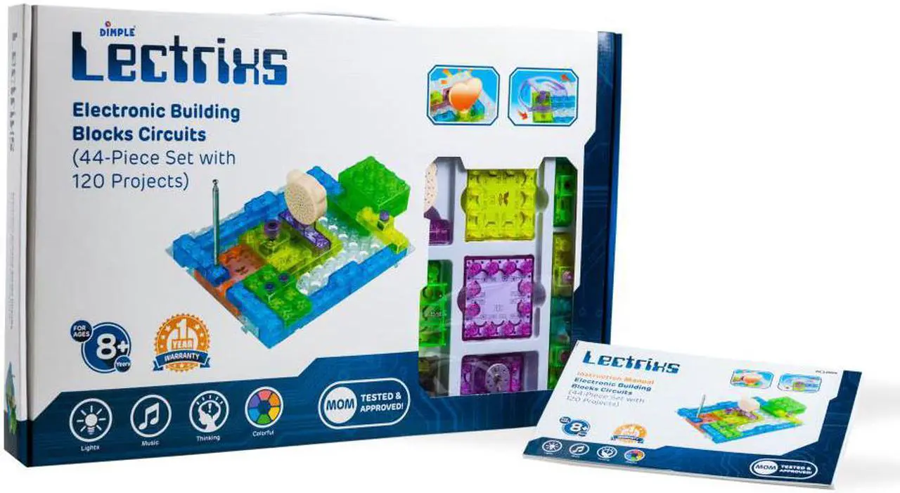 Alt view image 3 of 5 - Dimple DC13994 Lectrixs Electronic Building Blocks (120 Projects) Light up Diy Stacking Toys with Kid-Friendly Circuits, 44-Piece Set