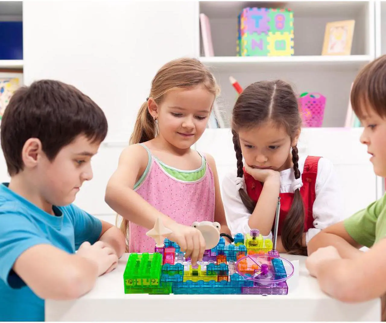 Alt view image 4 of 5 - Dimple DC13994 Lectrixs Electronic Building Blocks (120 Projects) Light up Diy Stacking Toys with Kid-Friendly Circuits, 44-Piece Set