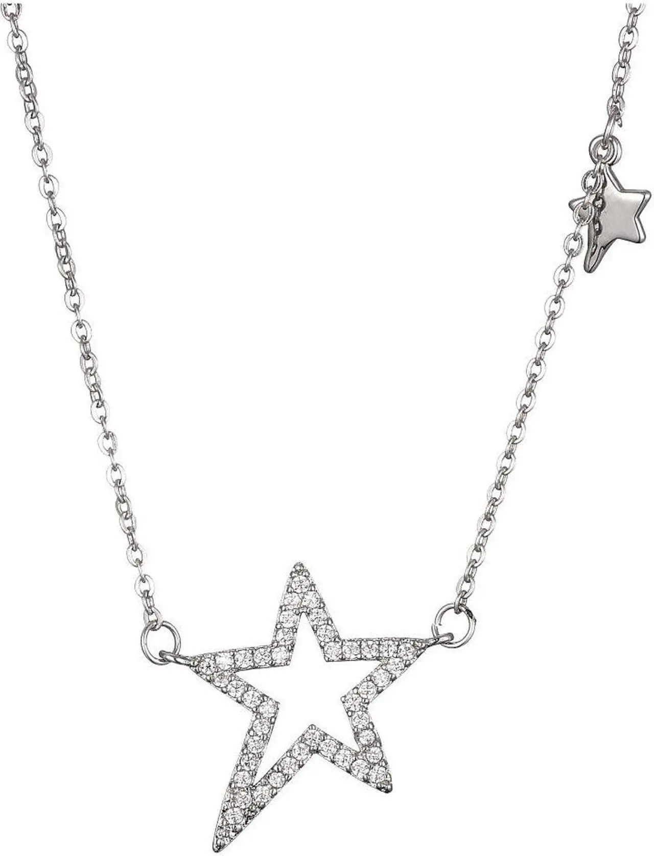 Alt view image 2 of 4 - Rhodium Plated CZ Star Chain Necklace for Women - Chic CZ Pendant with Adjustable Chain– Charm Dainty Chainlink Star Pendant - Ideal Birthday & Graduation Gift by Matashi