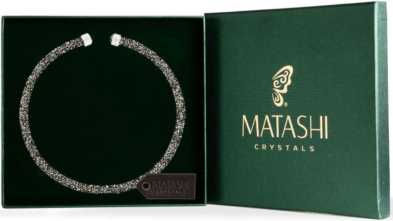 Main image of Charcoal Glittery Crystal Choker Necklace By Matashi