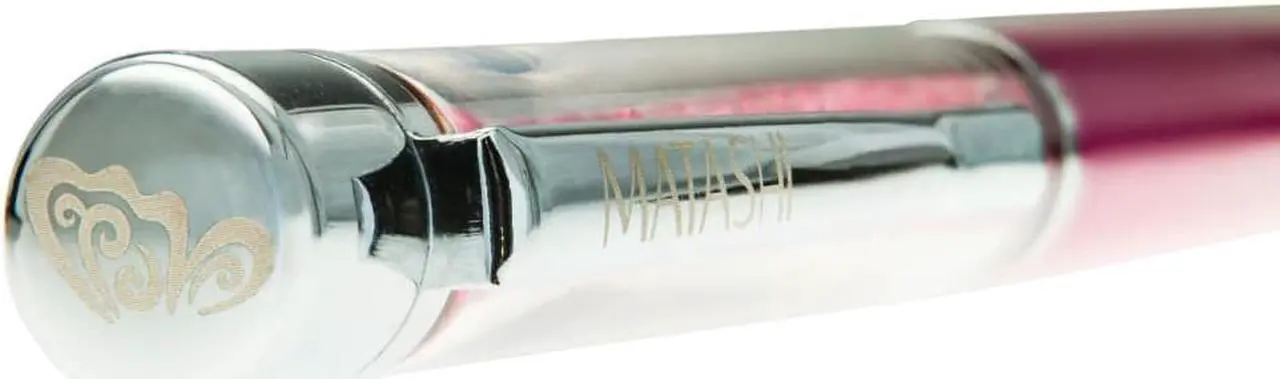 Alt view image 2 of 6 - Pink Themed Chrome Plated Comfort Grip Ballpoint Pen with Pink Crystal Filled Top and Matashi Etching