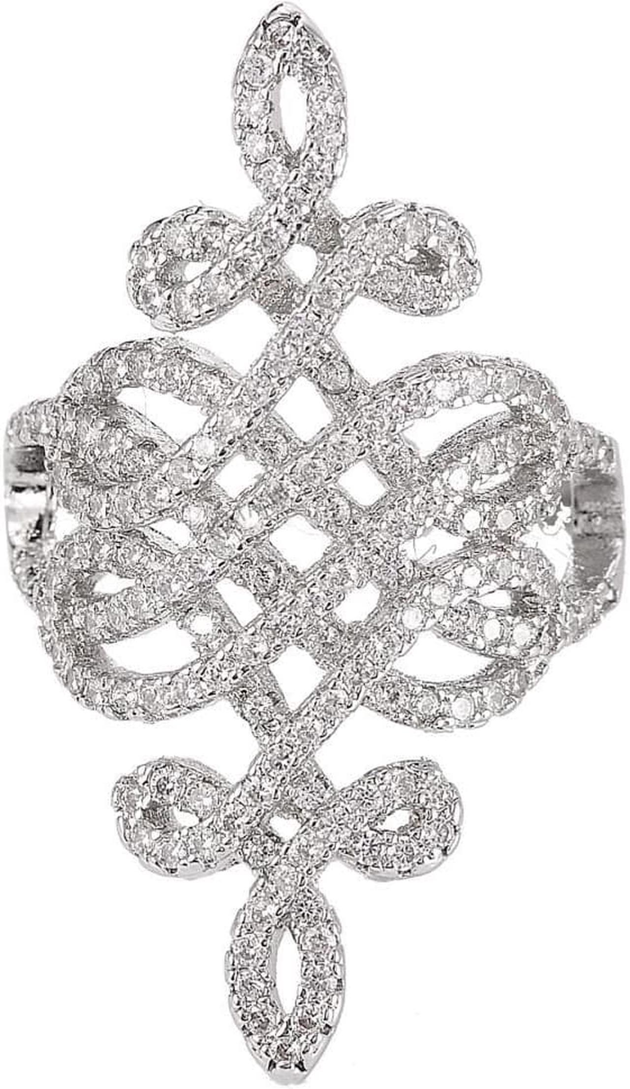 Alt view image 3 of 7 - Rhodium Plated Brilliant Cubic Zirconia Ring For Women – Women’s Jewelry Statement Ring – CZ Cluster Ring Elegant & Stylish – Best Gift Idea by Matashi Size 8