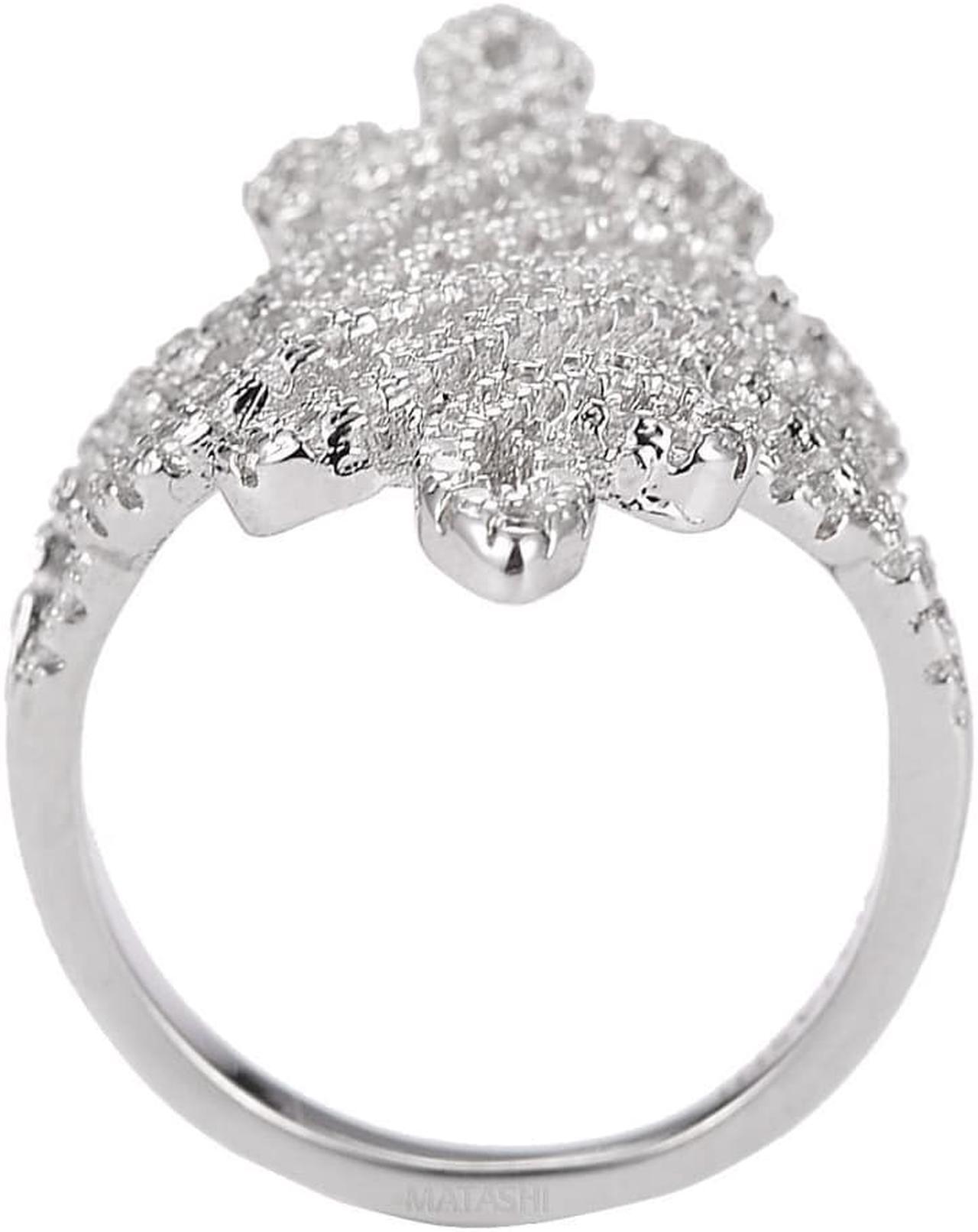 Alt view image 4 of 7 - Rhodium Plated Brilliant Cubic Zirconia Ring For Women – Women’s Jewelry Statement Ring – CZ Cluster Ring Elegant & Stylish – Best Gift Idea by Matashi Size 8