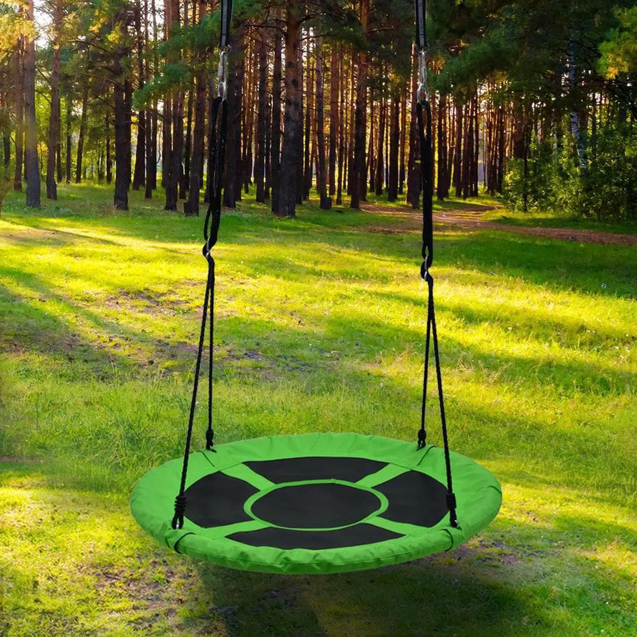 Main image of AGPtEK 40in Swing Set Green Flying Saucer Tree Swing Chair Kids Round Disc Hanging Rope Seat Yard Toys
