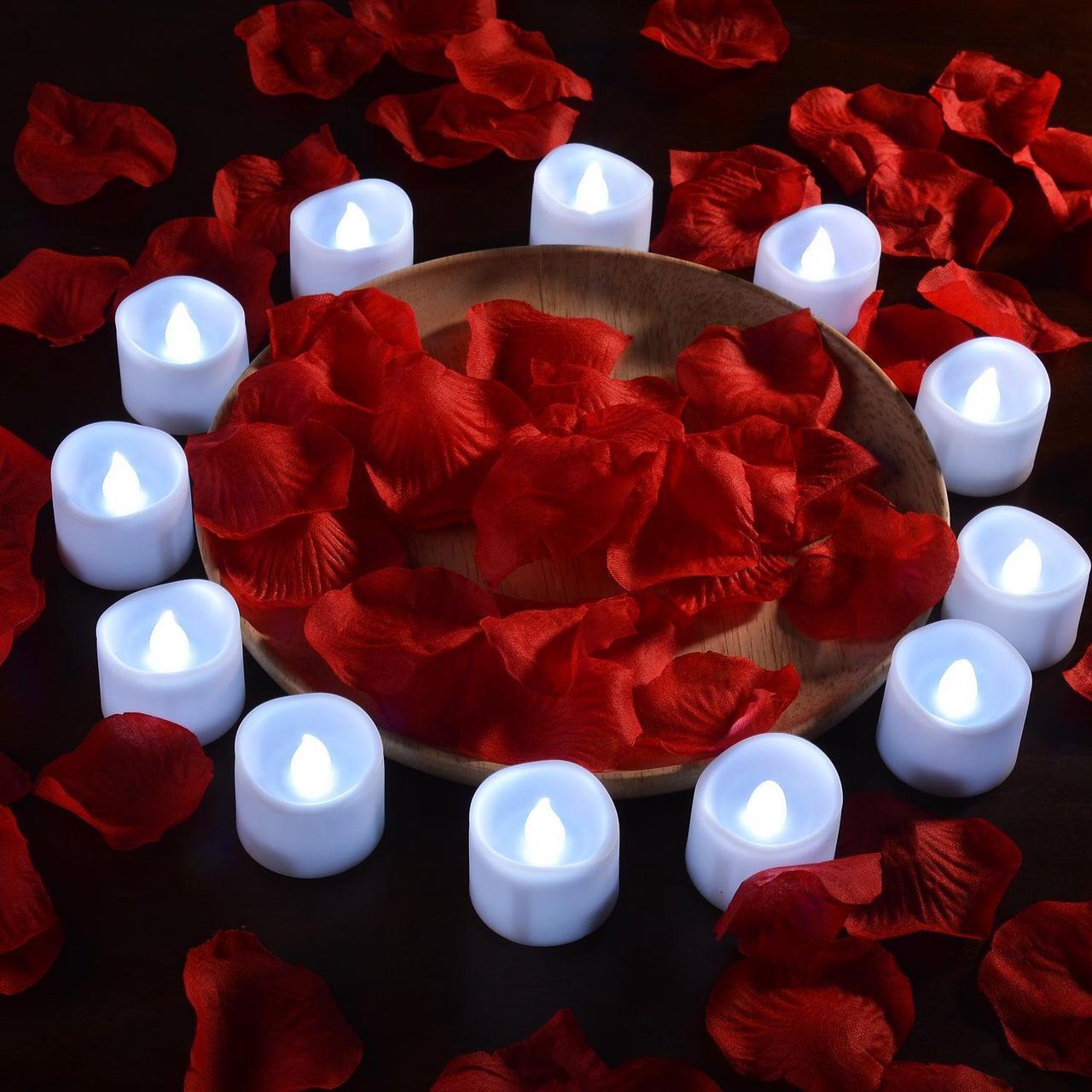 Alt view image 4 of 7 - IMAGE 12 PCS LED Tealight Candles Battery Operated Flameless Smokeless No Timer with Decorative Fake Rose Petals
