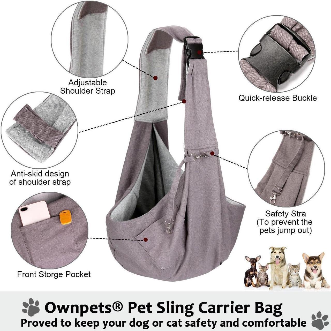 Alt view image 3 of 7 - Ownpets Pet Sling Carrier Bag Safe, Larger Size Fit Medium Size Cats & Dogs, Comfortable, Adjustable, Perfect for daily walk, Outdoor Activity and Weekend Adventure