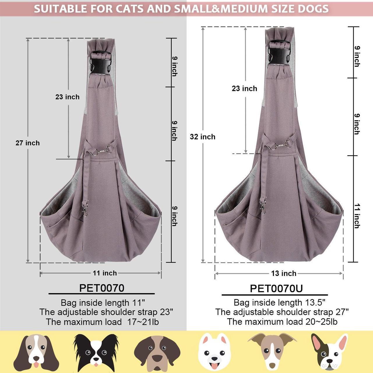 Alt view image 2 of 7 - Ownpets Pet Sling Carrier Bag Safe, Larger Size Fit Medium Size Cats & Dogs, Comfortable, Adjustable, Perfect for daily walk, Outdoor Activity and Weekend Adventure