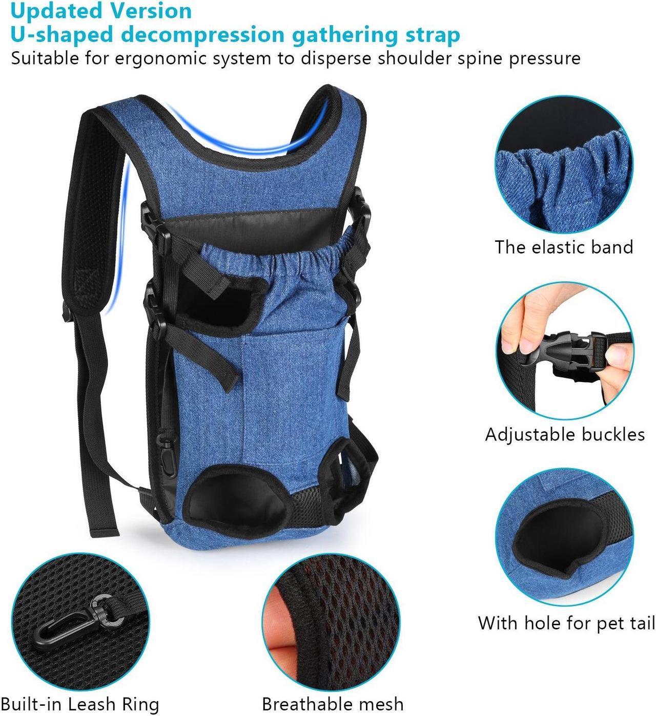 Alt view image 4 of 7 - Ownpets Legs Out Front Dog Carrier, Hands-Free Adjustable Pet Carrying Backpack, Ideal for Small & Medium Cat, Dog Puppy Doggie (M)