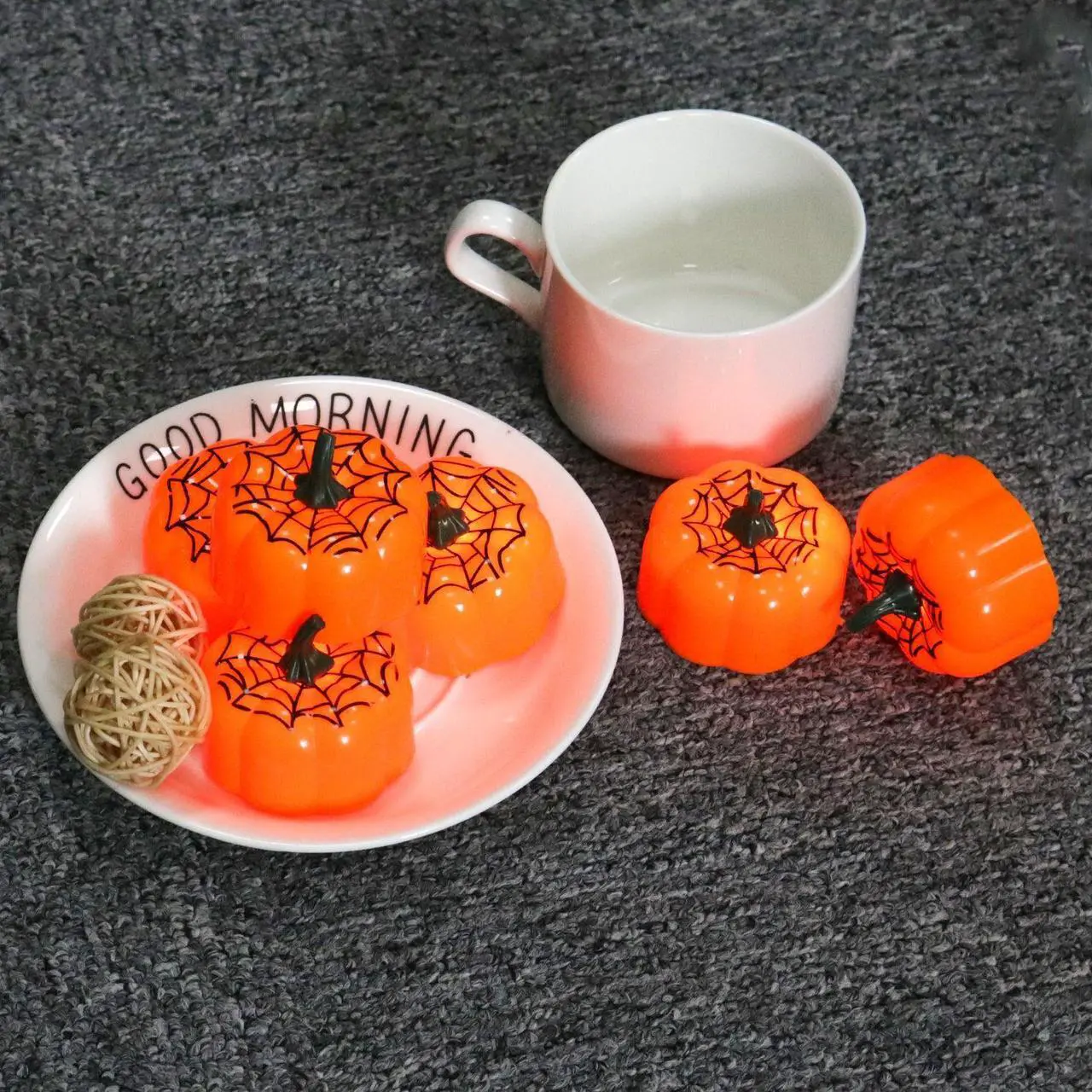 Alt view image 3 of 7 - IMAGE 12 Packs LED Pumpkin Lights Battery Operated Pumpkin Tealight Candles for Halloween, Christmas, Thanksgiving and Theme Parties