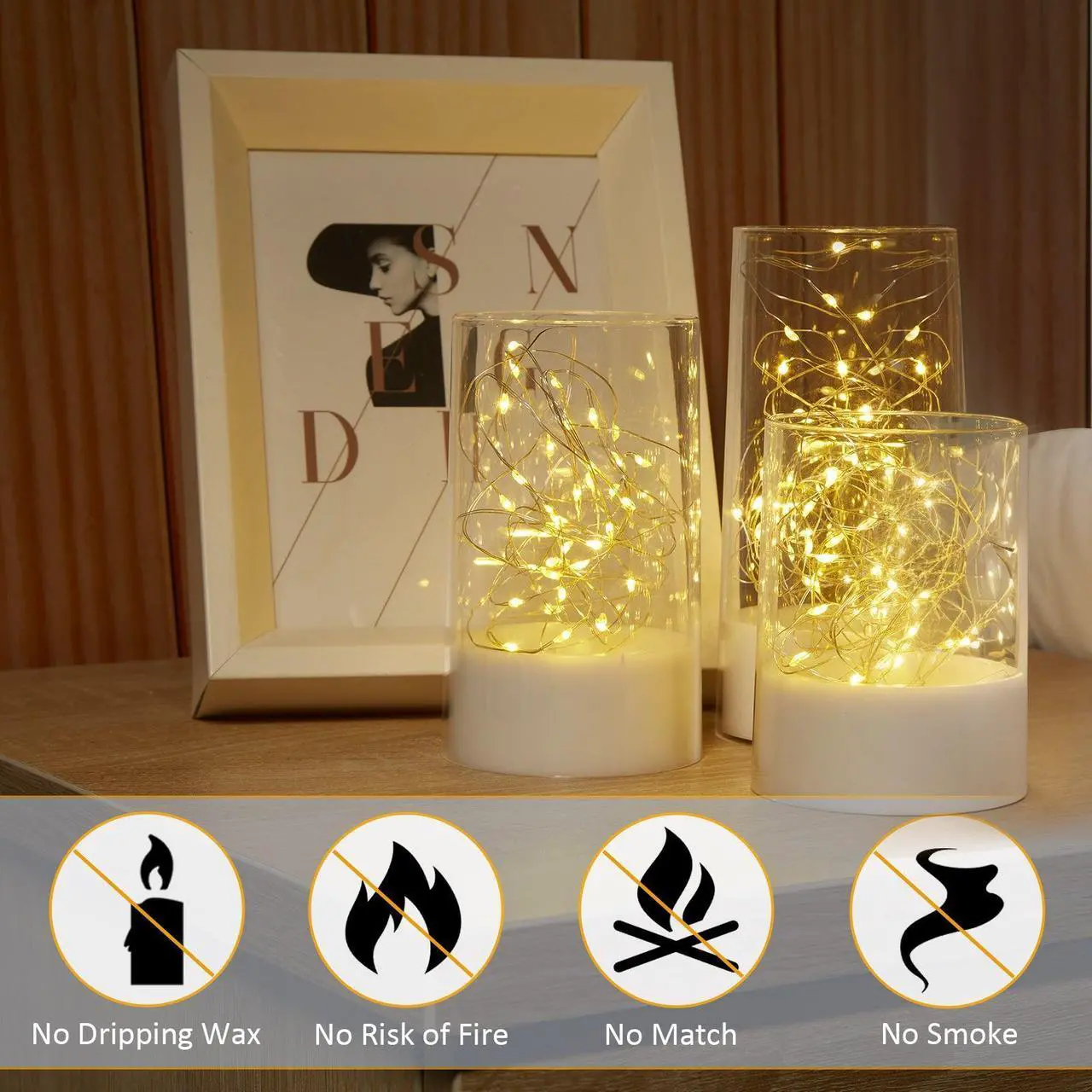 Alt view image 2 of 7 - IMAGE 3PCS Acrylic Shell Pillar LED Candles Featuring 13-Key Remote Timer, Battery Operated for Home, Wedding and Party Decor, White