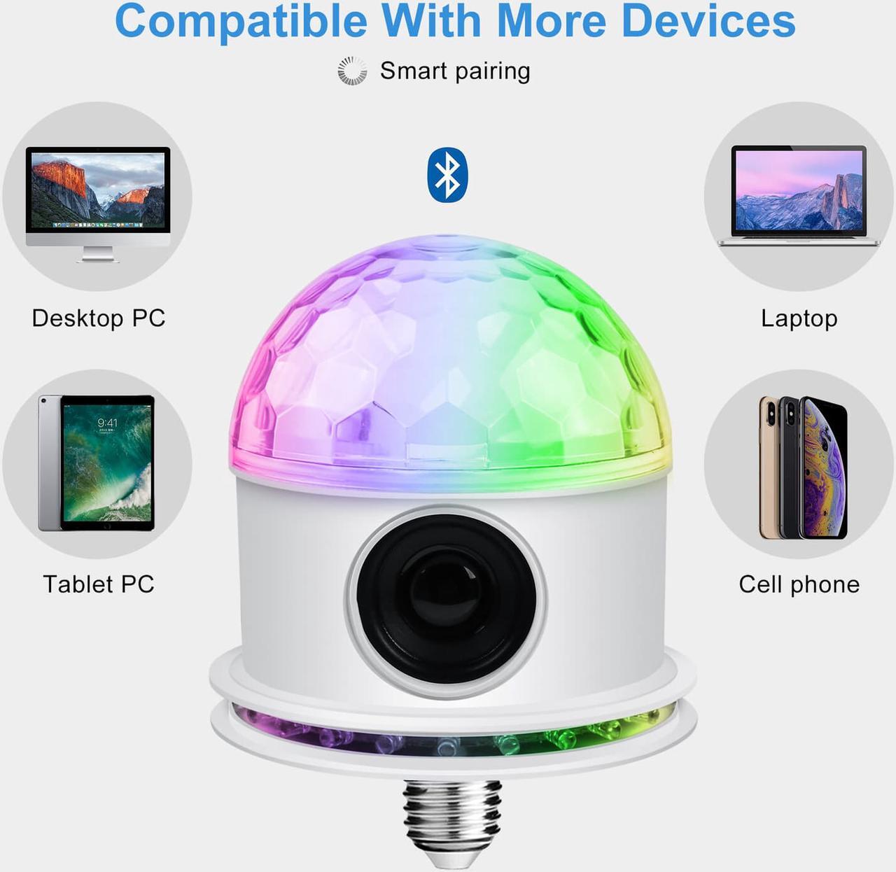Alt view image 6 of 7 - AGPtEK Bluetooth Speaker RGB LED Stage Light Strobe Disco Party DJ Ball Lamp DMX Colors