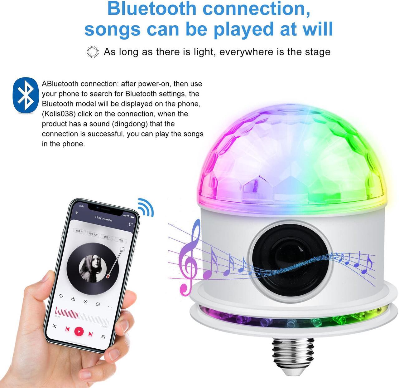 Alt view image 5 of 7 - AGPtEK Bluetooth Speaker RGB LED Stage Light Strobe Disco Party DJ Ball Lamp DMX Colors