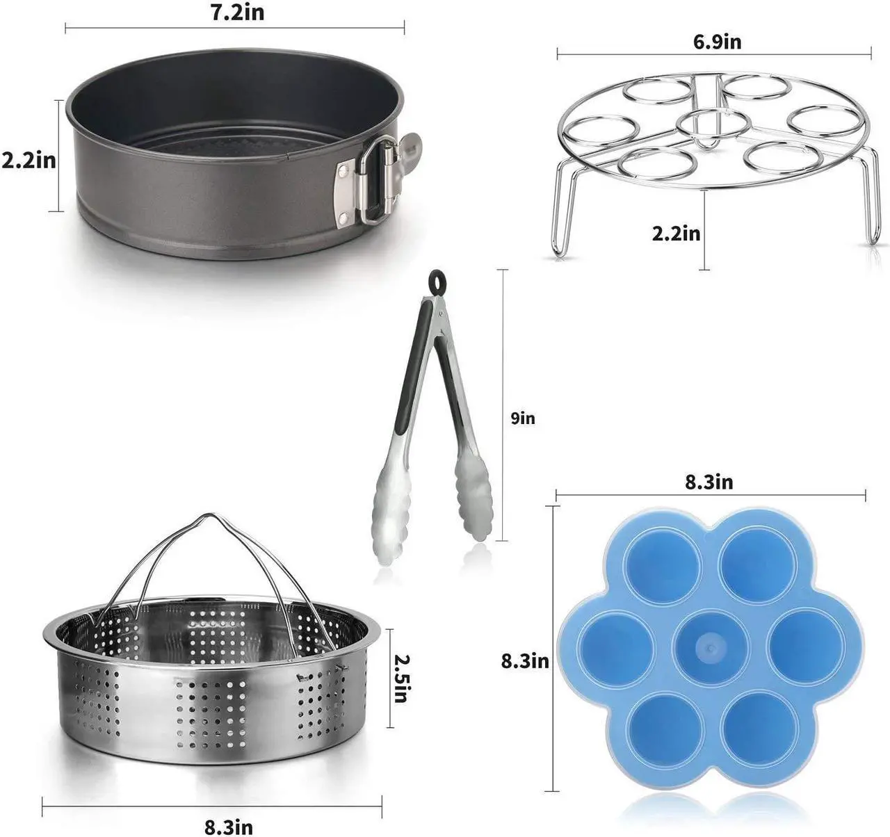 Alt view image 4 of 7 - AGPtek 8 Pack Electric Pressure Cookers Accessories Set Compatible with Instant Pot 5, 6, 8 Quart, Steamer Basket, Egg