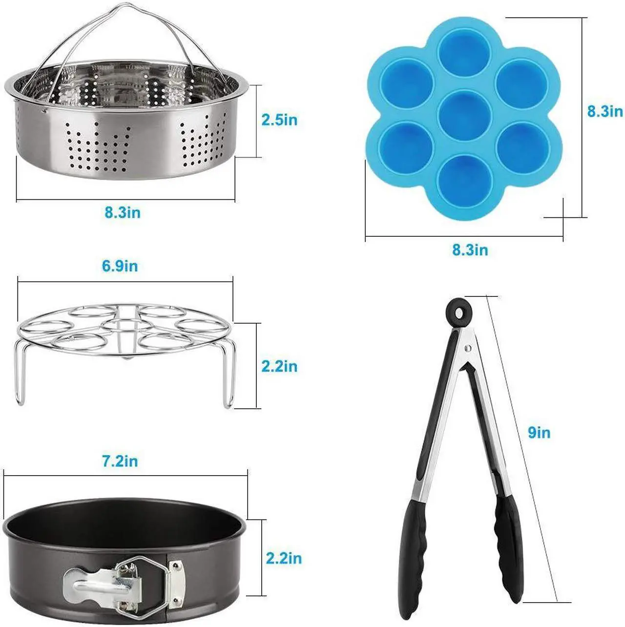 Alt view image 7 of 7 - AGPtek 8 Pack Electric Pressure Cookers Accessories Set Compatible with Instant Pot 5, 6, 8 Quart, Steamer Basket, Egg