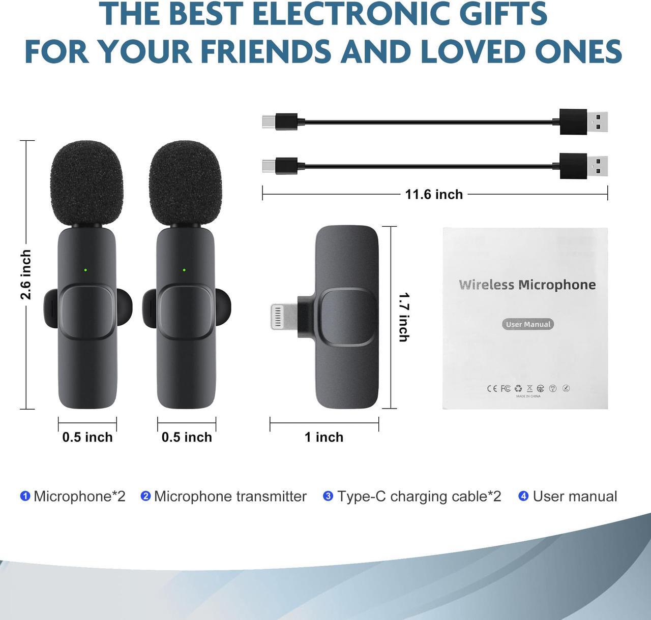 Alt view image 5 of 7 - AGPtek Dual Wireless Lavalier Microphone for Apple iPhone 13 12 11 Max Pro SE 7 8 X XR XS - Wireless bluetooth microphone for Recording Youtube Facebook Live Stream Tiktok Vlog Interview,Plug and Play