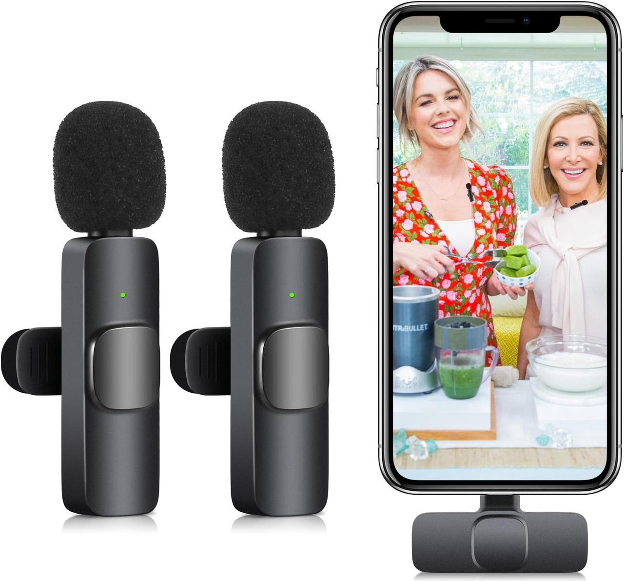 Alt view image 2 of 7 - AGPtek Dual Wireless Lavalier Microphone for Apple iPhone 13 12 11 Max Pro SE 7 8 X XR XS - Wireless bluetooth microphone for Recording Youtube Facebook Live Stream Tiktok Vlog Interview,Plug and Play