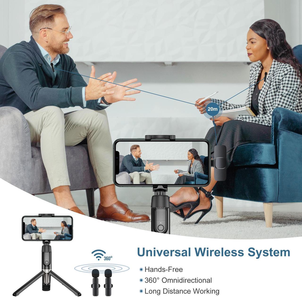 Alt view image 3 of 7 - AGPtek Dual Wireless Lavalier Microphone for Apple iPhone 13 12 11 Max Pro SE 7 8 X XR XS - Wireless bluetooth microphone for Recording Youtube Facebook Live Stream Tiktok Vlog Interview,Plug and Play