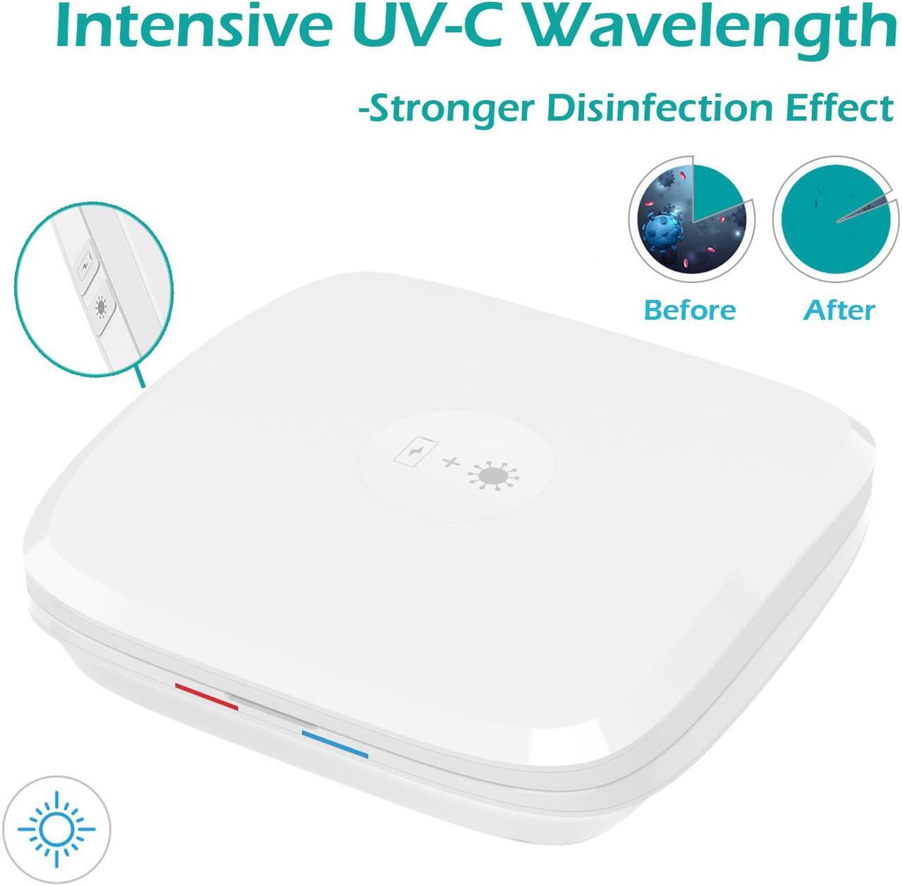 Alt view image 2 of 7 - AGPtek 3 in 1 UV sterilizer box UVC UVC Sterilizing Disinfection Light case Phone Sanitizer with Wireless Charging Station for iPhone Android Mobile Phone Toothbrush Keys