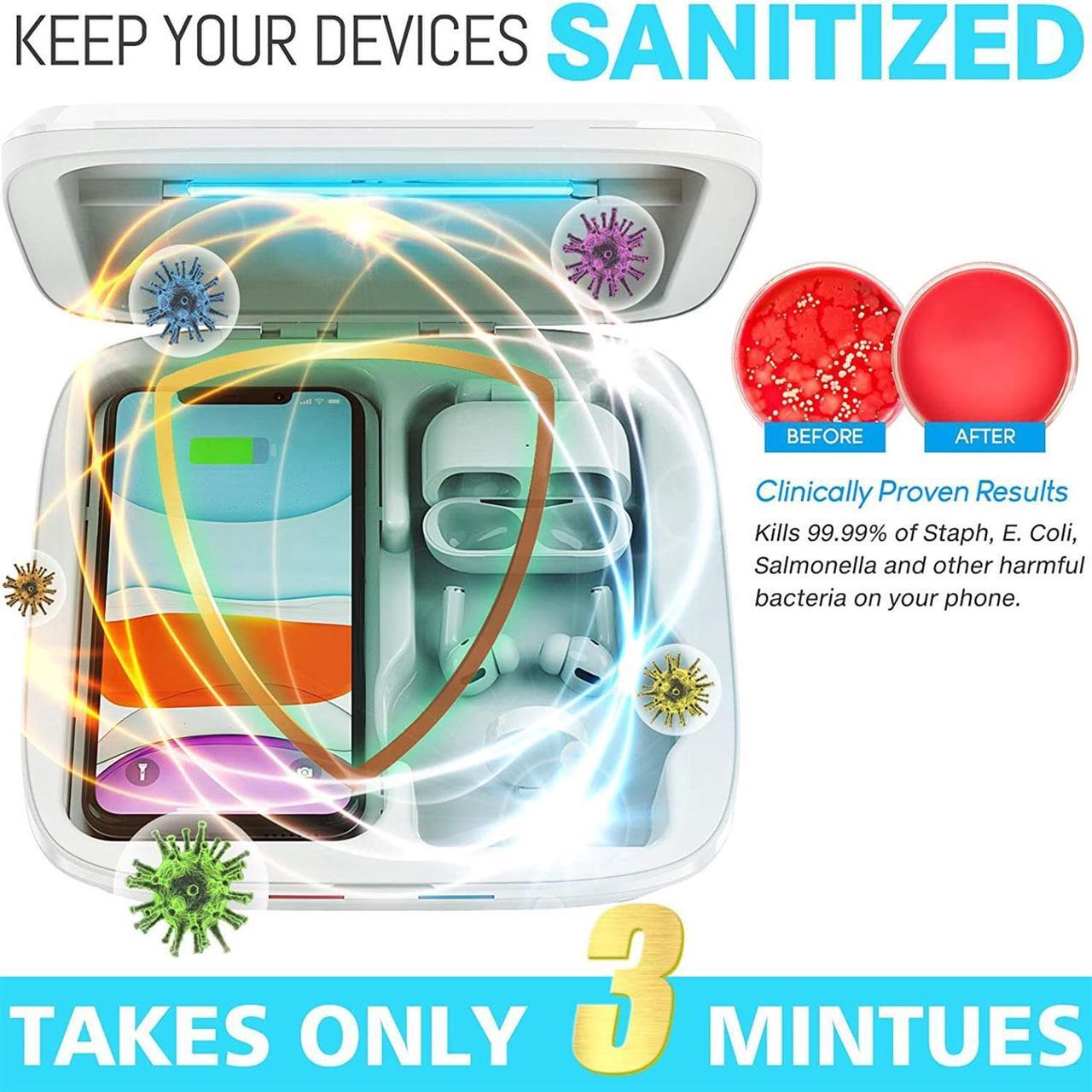 Alt view image 5 of 7 - AGPtek 3 in 1 UV sterilizer box UVC UVC Sterilizing Disinfection Light case Phone Sanitizer with Wireless Charging Station for iPhone Android Mobile Phone Toothbrush Keys