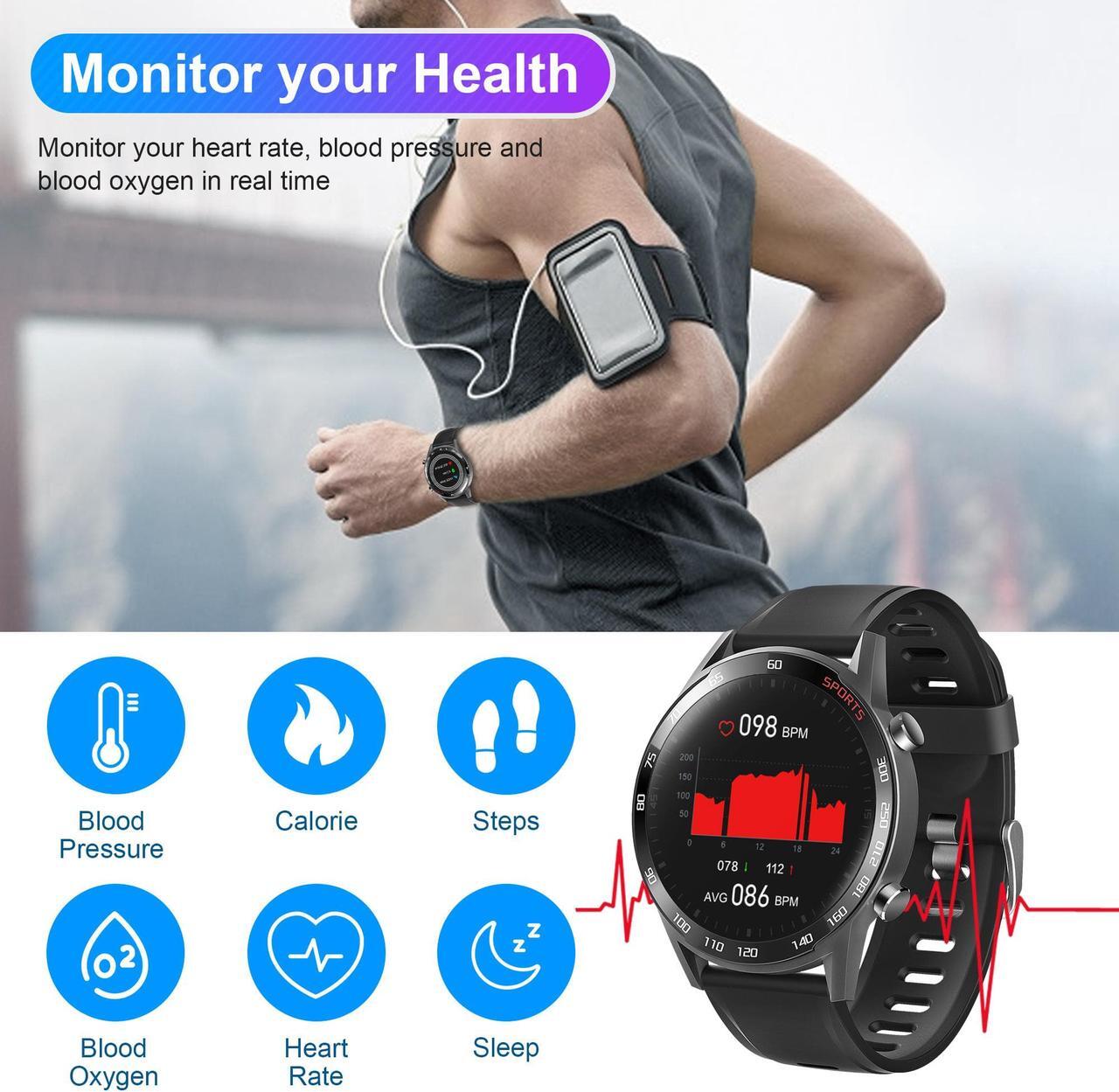 Alt view image 2 of 7 - AGPTEK Waterproof Smart Watch Fitness Tracker Activity Tracker with Body Temperature Heart Rate Monitor for Kid, Woman Man and Gift, Included 3 Colors Watchband