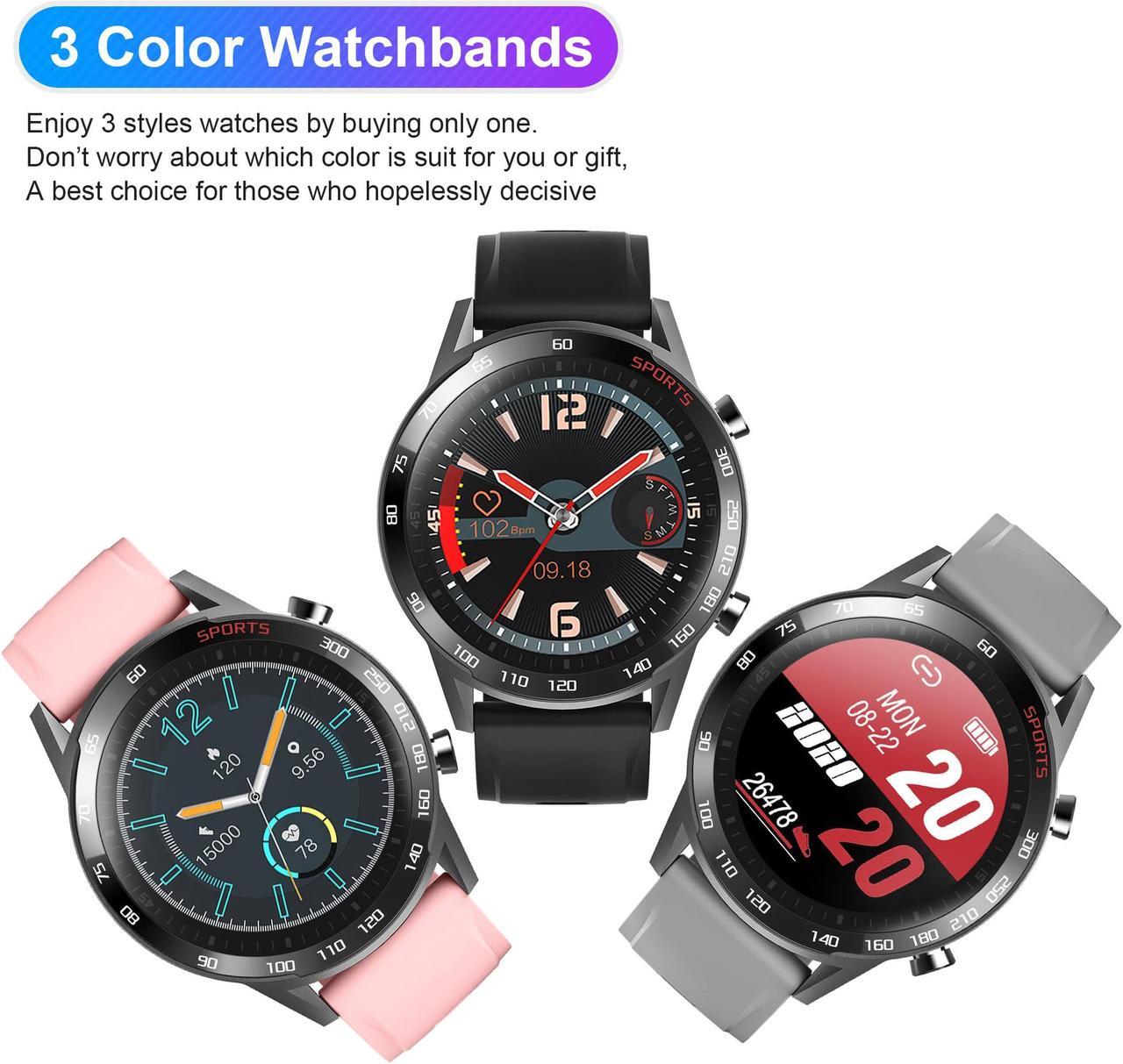 Alt view image 3 of 7 - AGPTEK Waterproof Smart Watch Fitness Tracker Activity Tracker with Body Temperature Heart Rate Monitor for Kid, Woman Man and Gift, Included 3 Colors Watchband