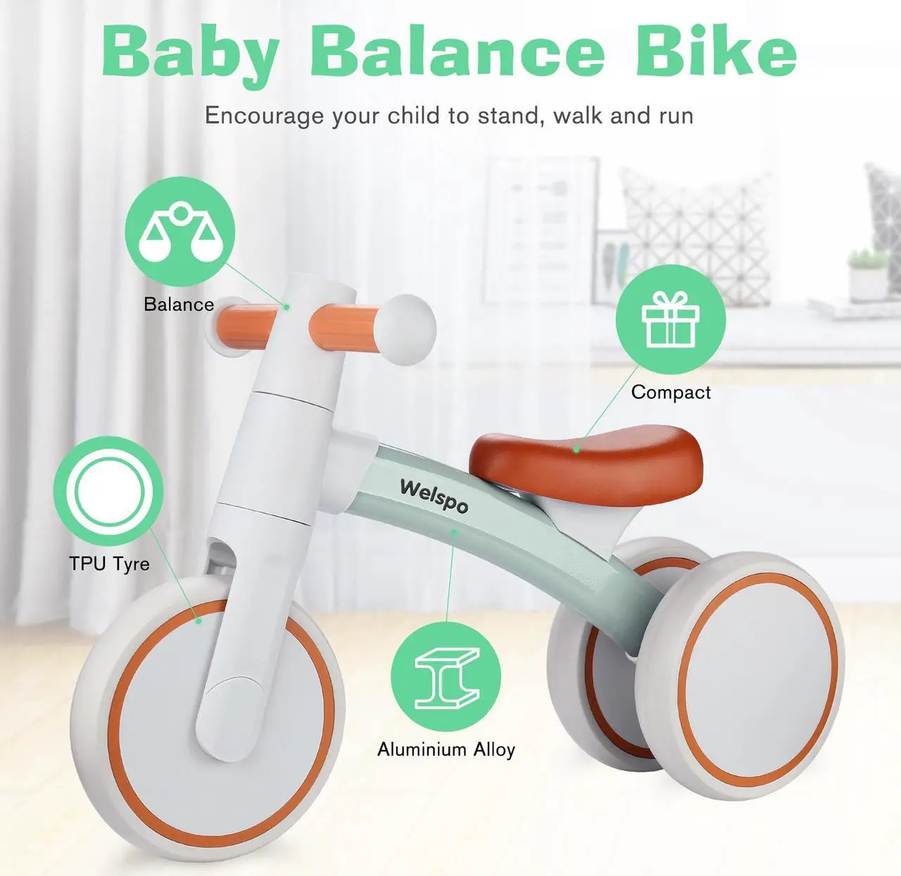 Alt view image 2 of 7 - Baby Balance Bike, Mini Bike for Ages 10 Months to 3 Years, Infant Walker fo Boy and Girl First Birthday Gifts