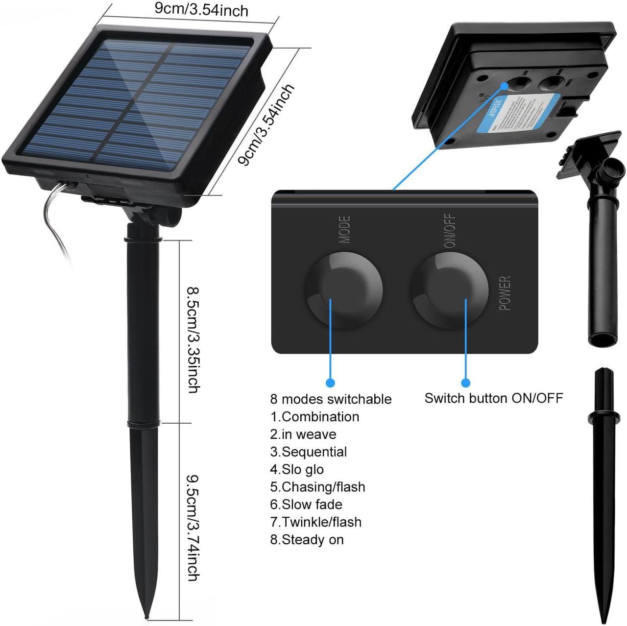 Alt view image 2 of 7 - AGPtEK 20M 200LED Rope Light White +Solar Panel 2400
