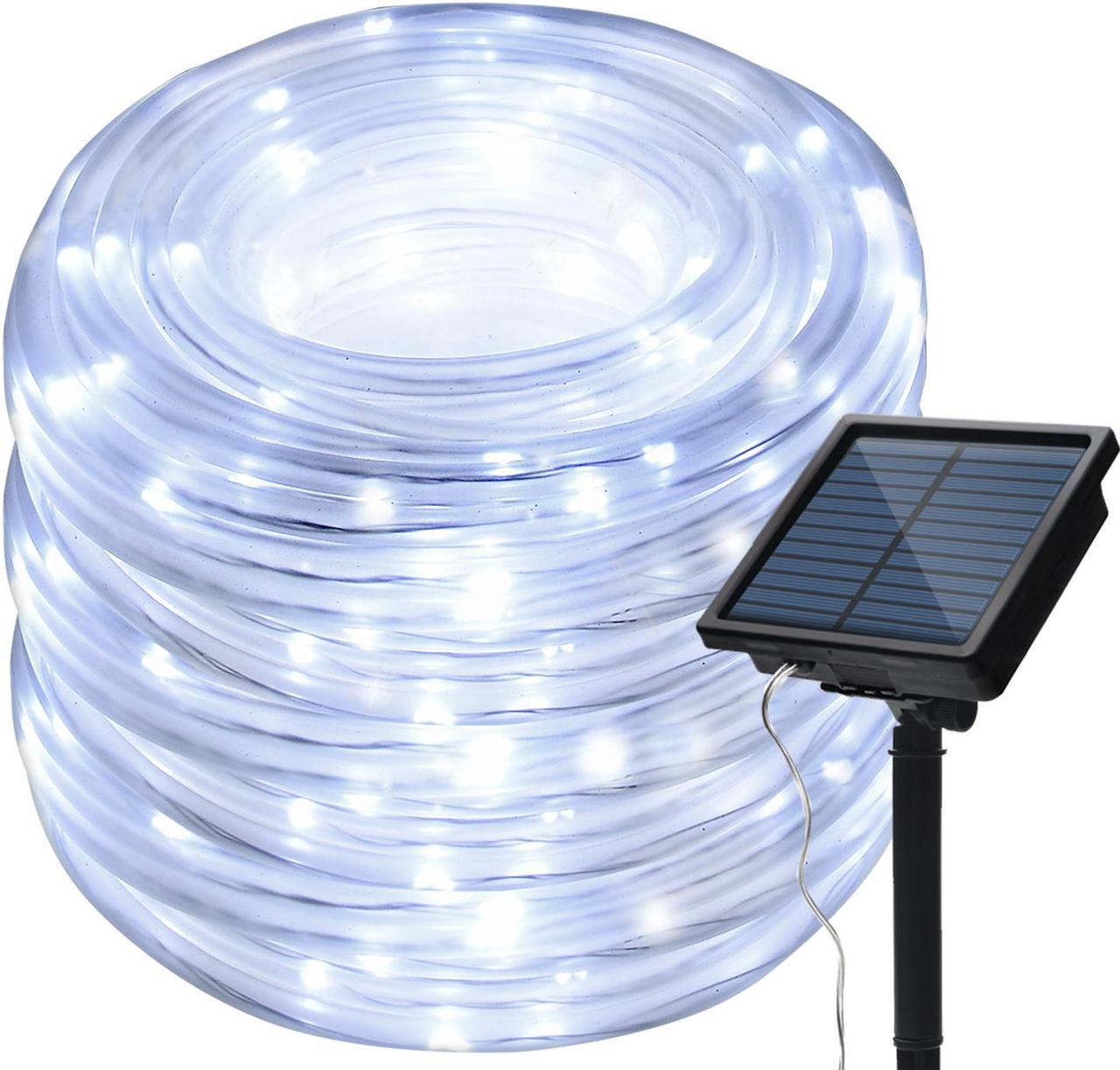 Alt view image 6 of 7 - AGPtEK 20M 200LED Rope Light White +Solar Panel 2400