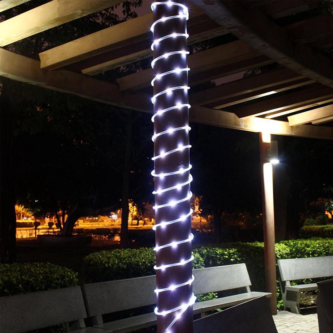 Alt view image 7 of 7 - AGPtEK 20M 200LED Rope Light White +Solar Panel 2400
