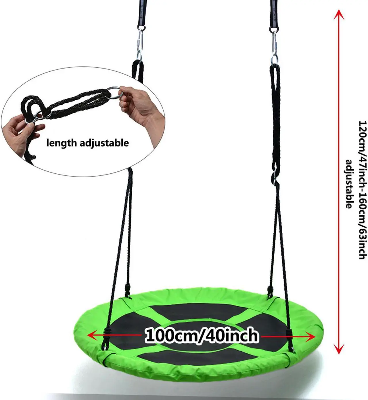 Alt view image 2 of 7 - AGPtEK 40in Swing Set Green Flying Saucer Tree Swing Chair Kids Round Disc Hanging Rope Seat Yard Toys