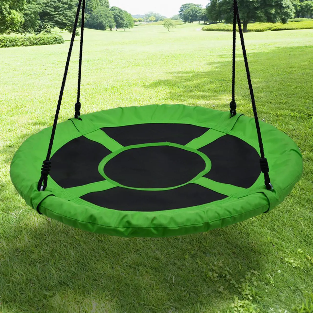 Alt view image 7 of 7 - AGPtEK 40in Swing Set Green Flying Saucer Tree Swing Chair Kids Round Disc Hanging Rope Seat Yard Toys