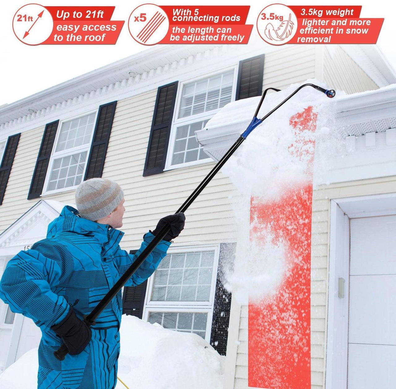 Main image of AGPtEK 21 Feet Snow Roof Rake with 19 cinches Milling Cutter and 3 Inches Wheels, Durable Snow Roof Rake with Snow Slide for Pitched Roof and Shingle Roof