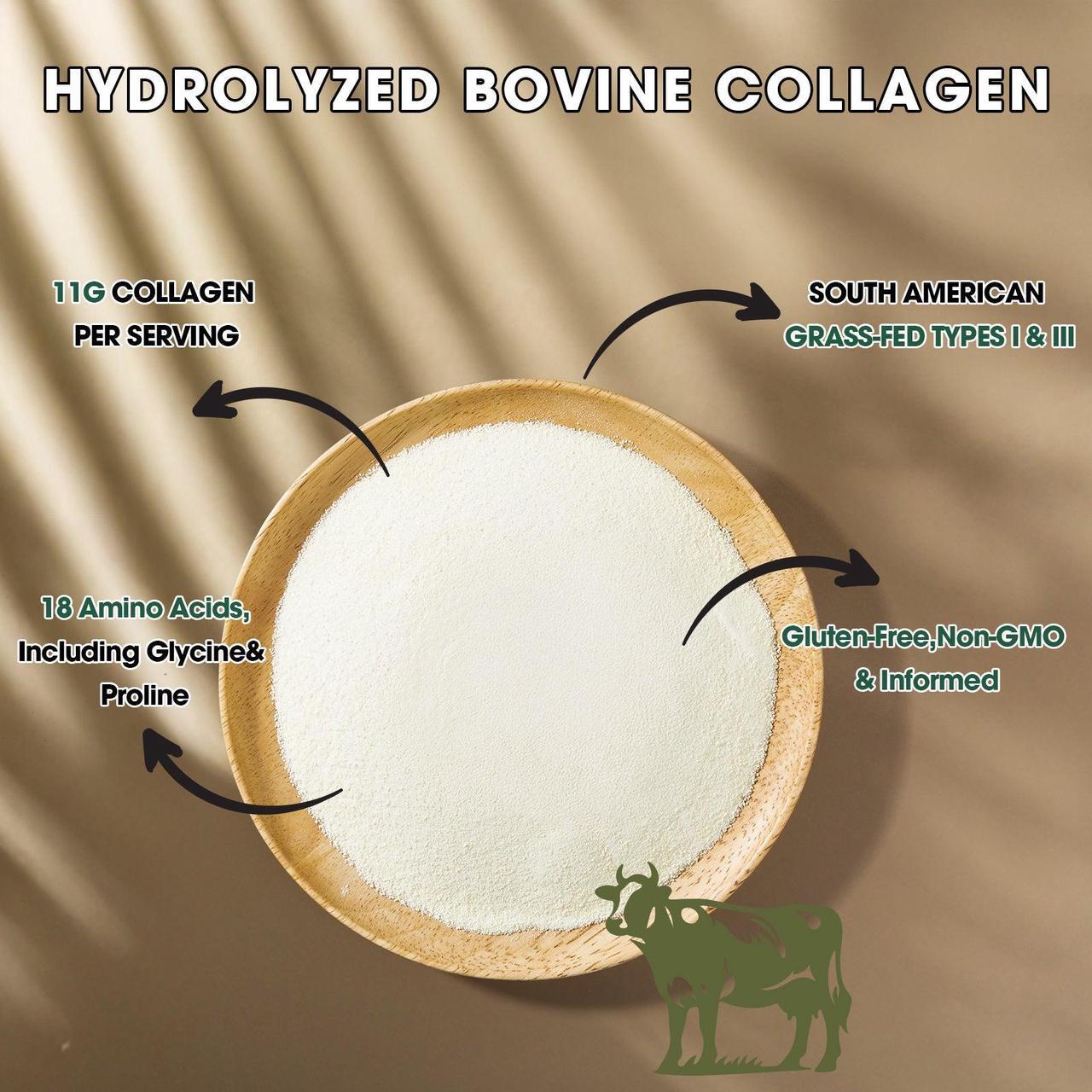 Alt view image 3 of 7 - LIVINGANIC Hydrolyzed Bovine Collagen,15.9oz Types I & III, Grass-Fed, Pasture-Raised Protein, Zero Sugar Supplement for Healthy Skin, Nails, Bones & Joints Unflavored 41 Servings