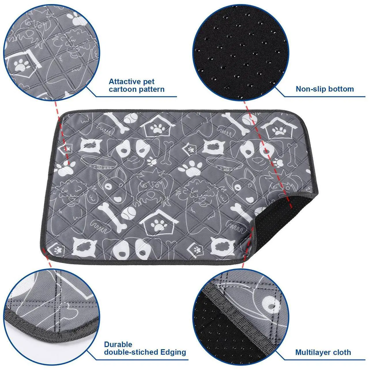 Alt view image 2 of 7 - Ownpets Larger 4 Packs Dog Pee Pads Washable Reusable