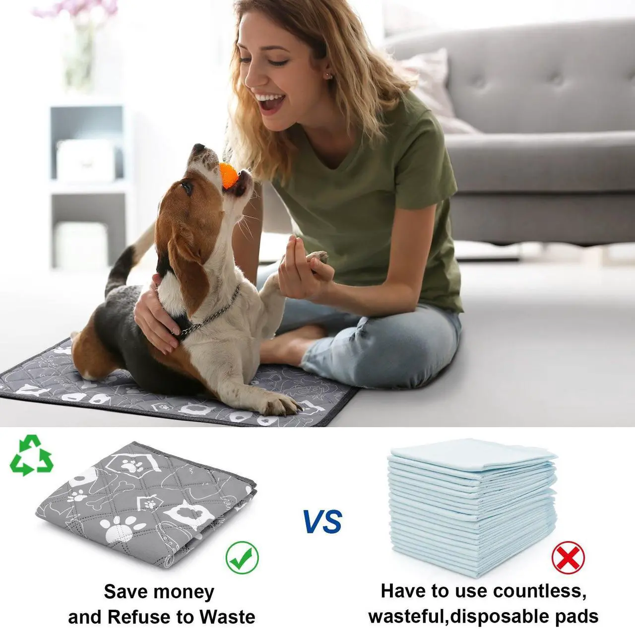 Alt view image 5 of 7 - Ownpets Larger 4 Packs Dog Pee Pads Washable Reusable