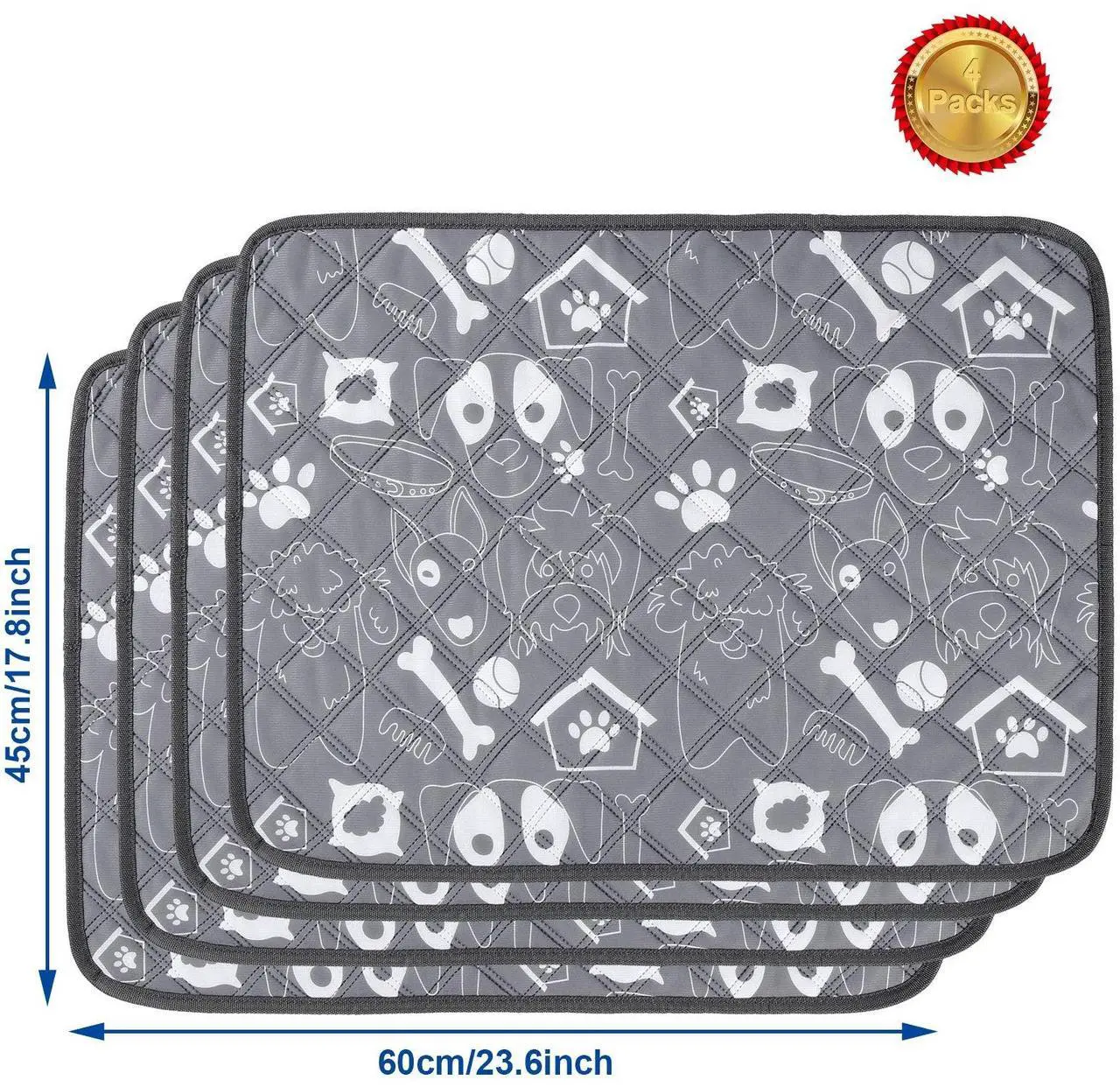 Alt view image 4 of 7 - Ownpets Larger 4 Packs Dog Pee Pads Washable Reusable