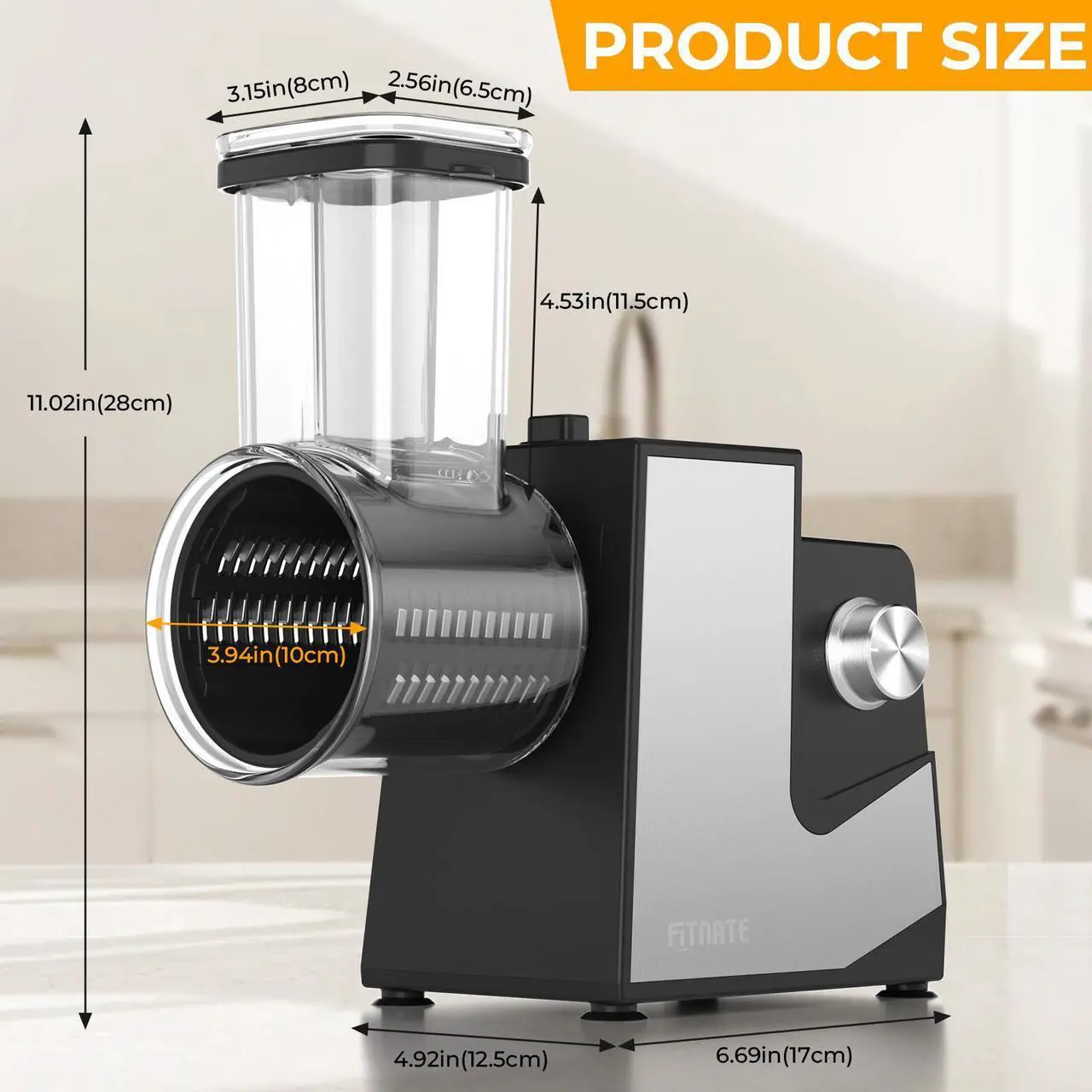 Alt view image 4 of 7 - FITNATE Efficient Electric Grater for Cheese, Vegetables, Fruits