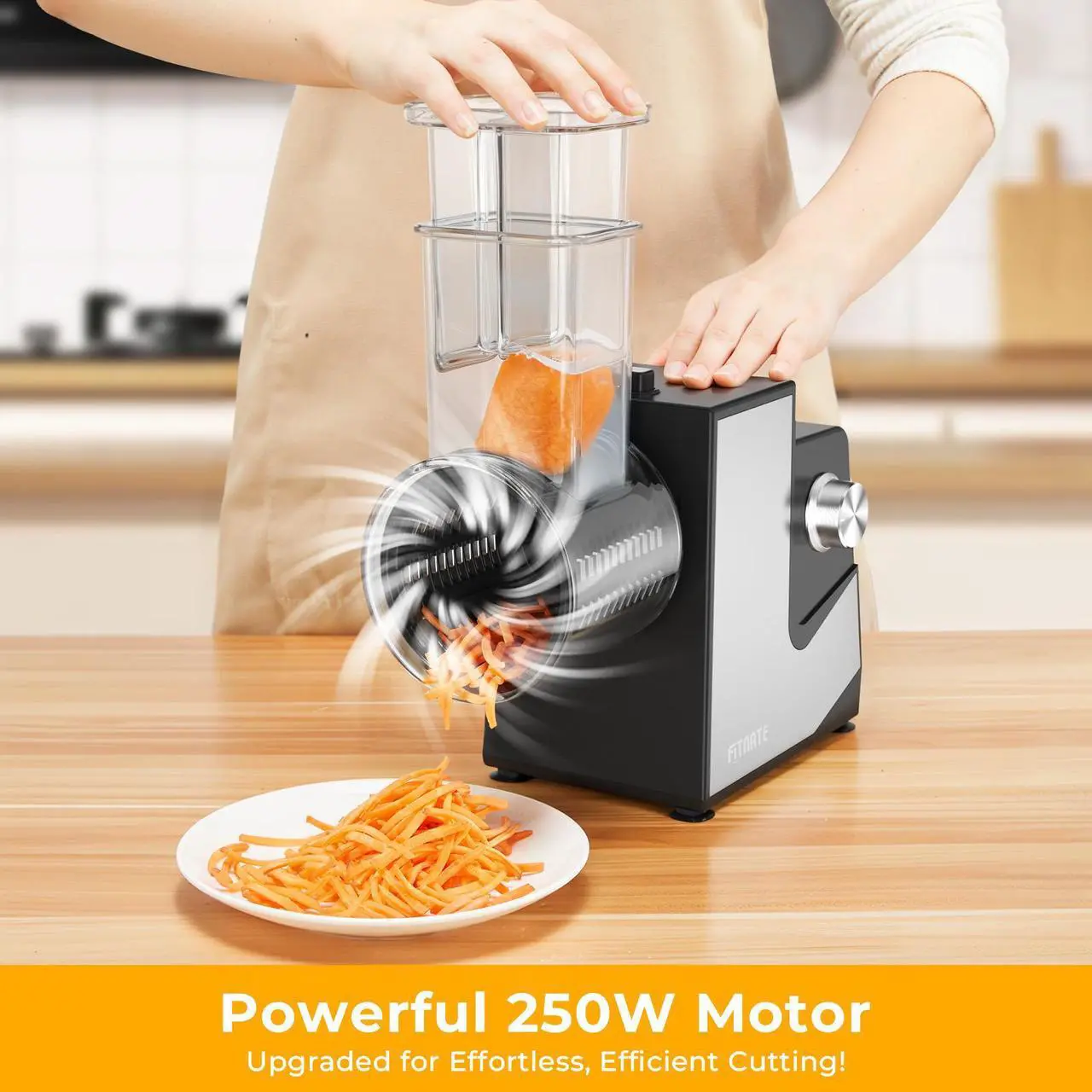 Alt view image 3 of 7 - FITNATE Efficient Electric Grater for Cheese, Vegetables, Fruits