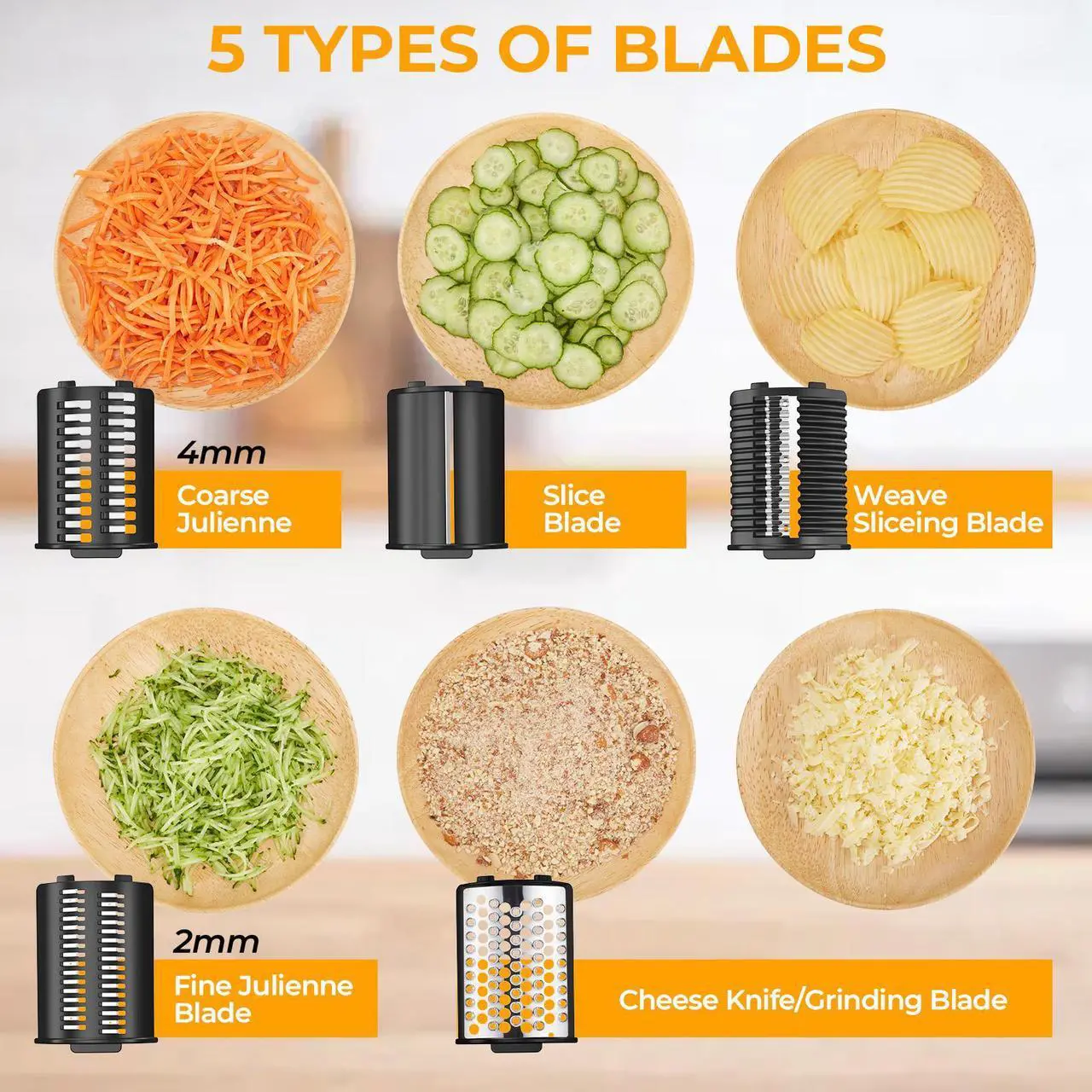 Alt view image 2 of 7 - FITNATE Efficient Electric Grater for Cheese, Vegetables, Fruits