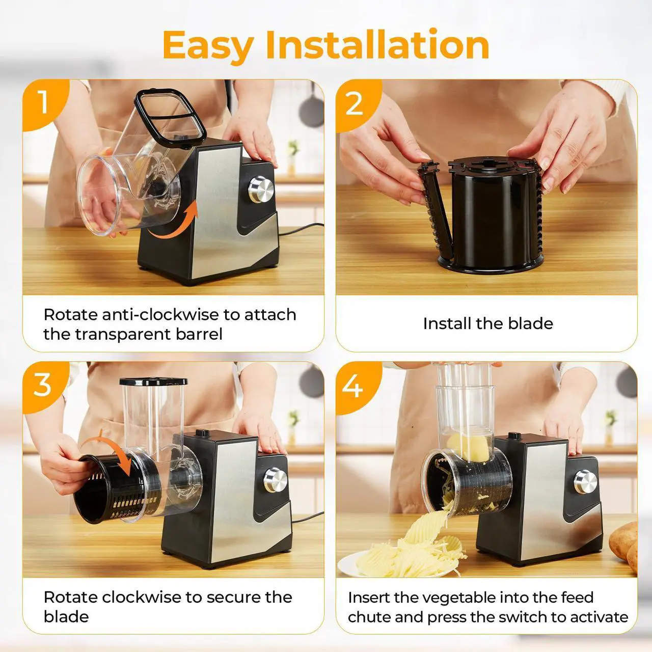 Alt view image 7 of 7 - FITNATE Efficient Electric Grater for Cheese, Vegetables, Fruits