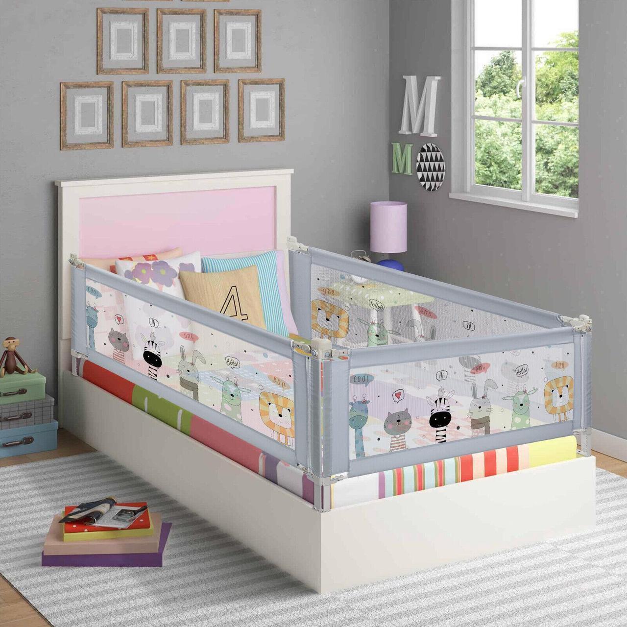 Alt view image 7 of 7 - FITNATE Toddlers Bed Guard Rail, Grey
